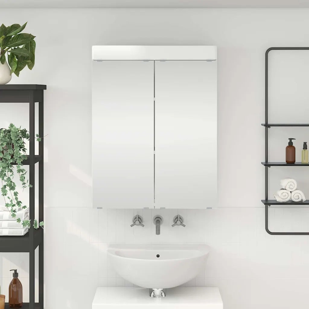 Mobiletto per specchio da Bagno | Armadio da bagno con porta TULUM Bianco Lucido