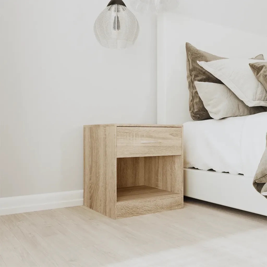 Set di 2 Comodini | Armadio da Notte | Mobiletto da notte con Cassetto Colore Rovere