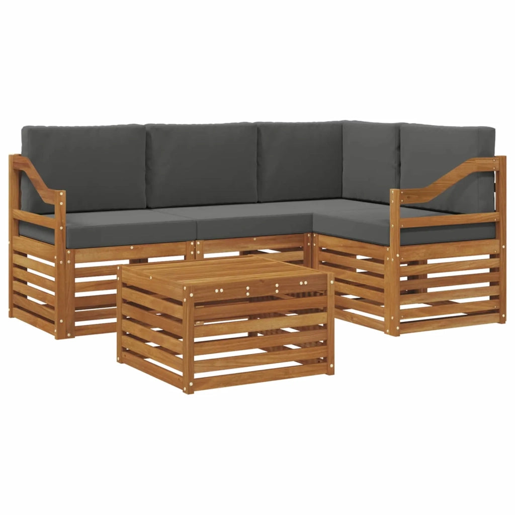 Set di divani da esterno con cuscino 5 pcs Naturale e Antracite 3374787