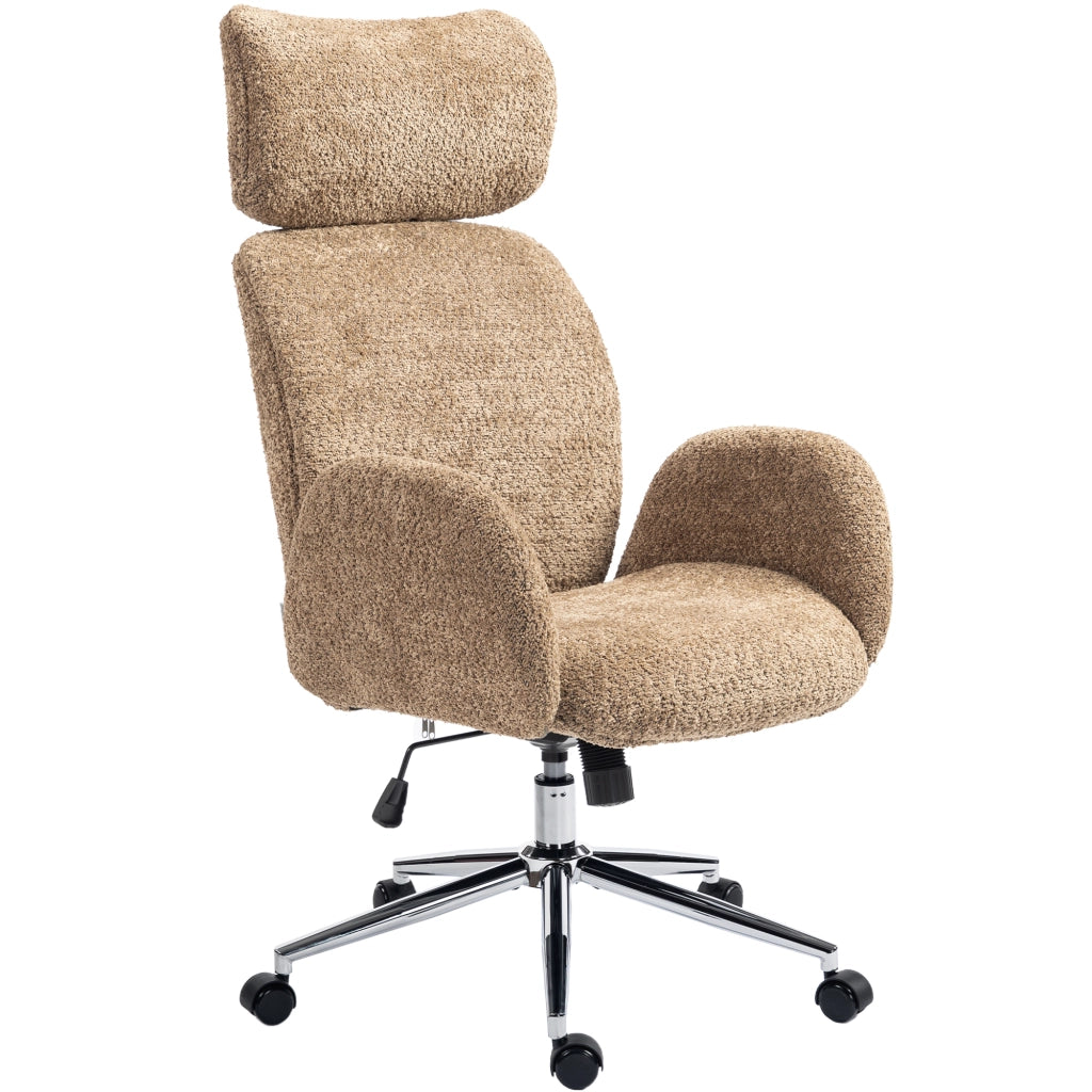 Sedia da ufficio ergonomica ¨C zephmum ¨C con schienale regolabile, braccioli e basculante, marrone