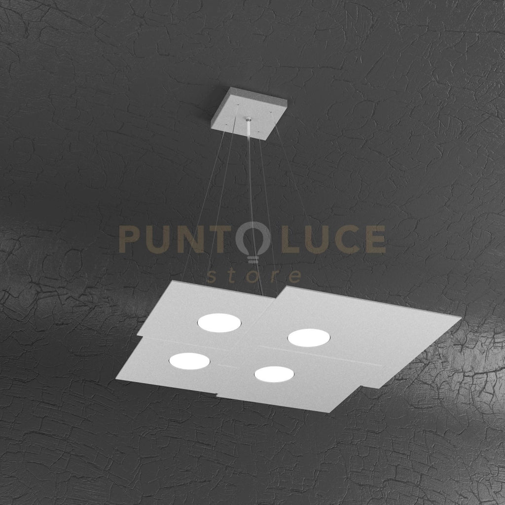 PLATE SOSPENSIONE 4 LUCI QUADRA GRIGIO 1129-S4-GR