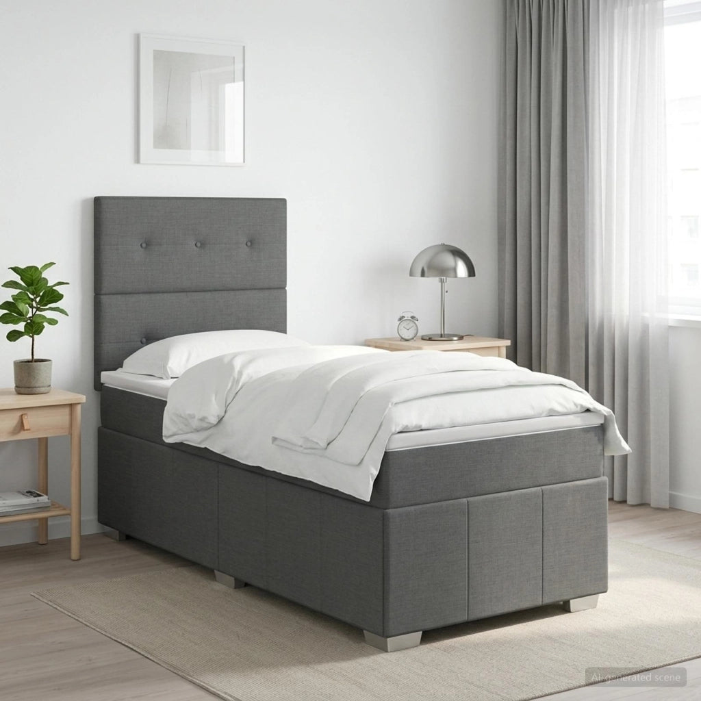 Letto box spring con materasso Grigio Scuro Singolo Tessuto 3454235