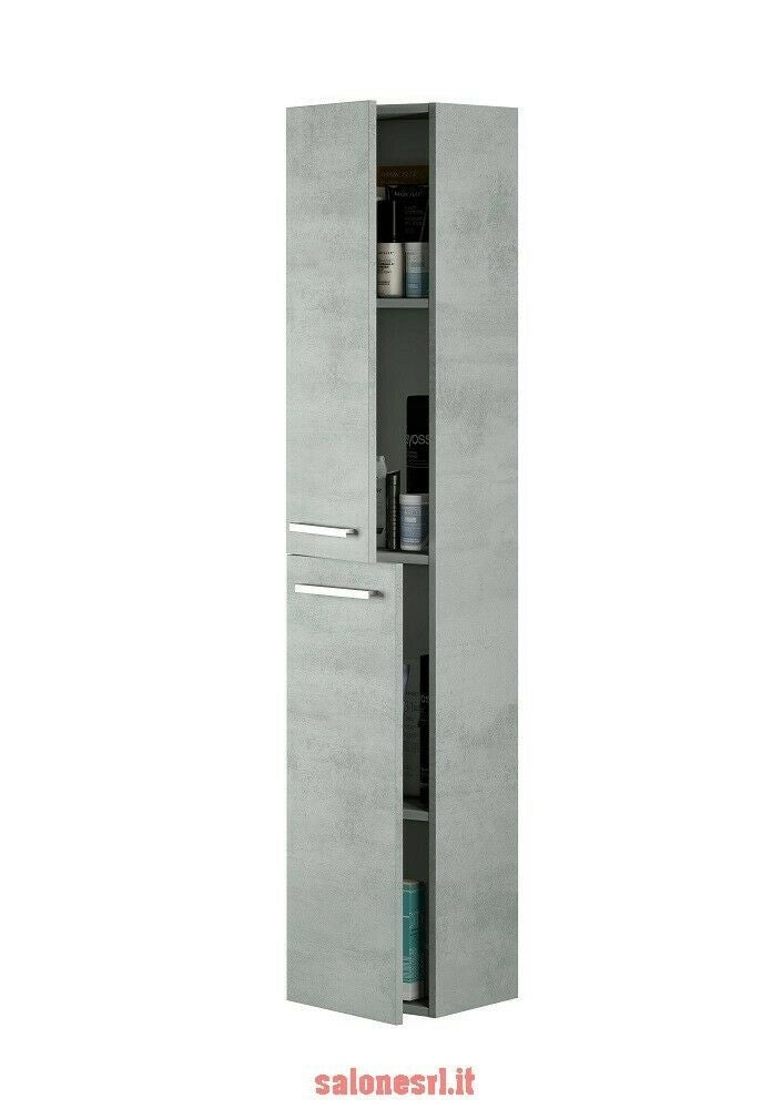 KIT MOBILE COLONNA BAGNO ARUBA 2 ANTE CM.30X25X150H FINITURA CEMENTO