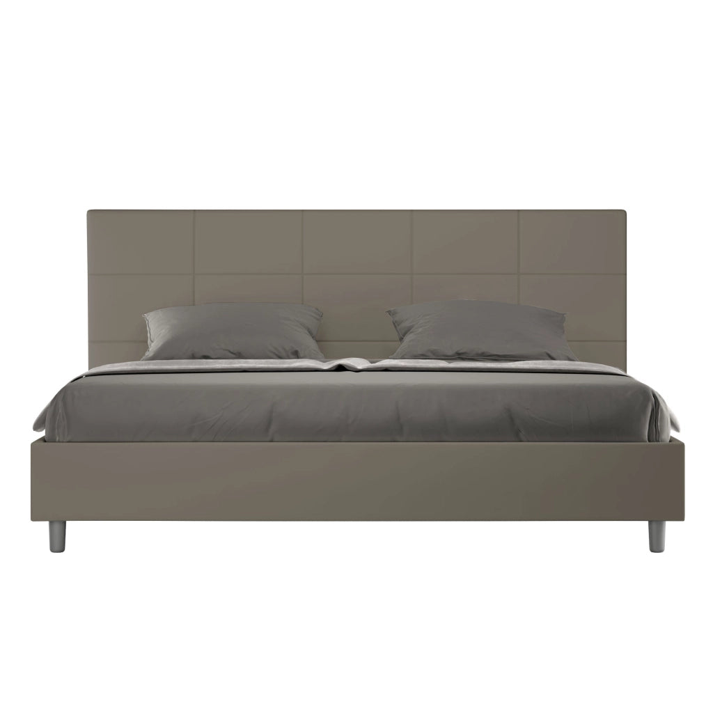 BS COM Letto matrimoniale king size contenitore imbottito 190x200 similpelle cappuccino