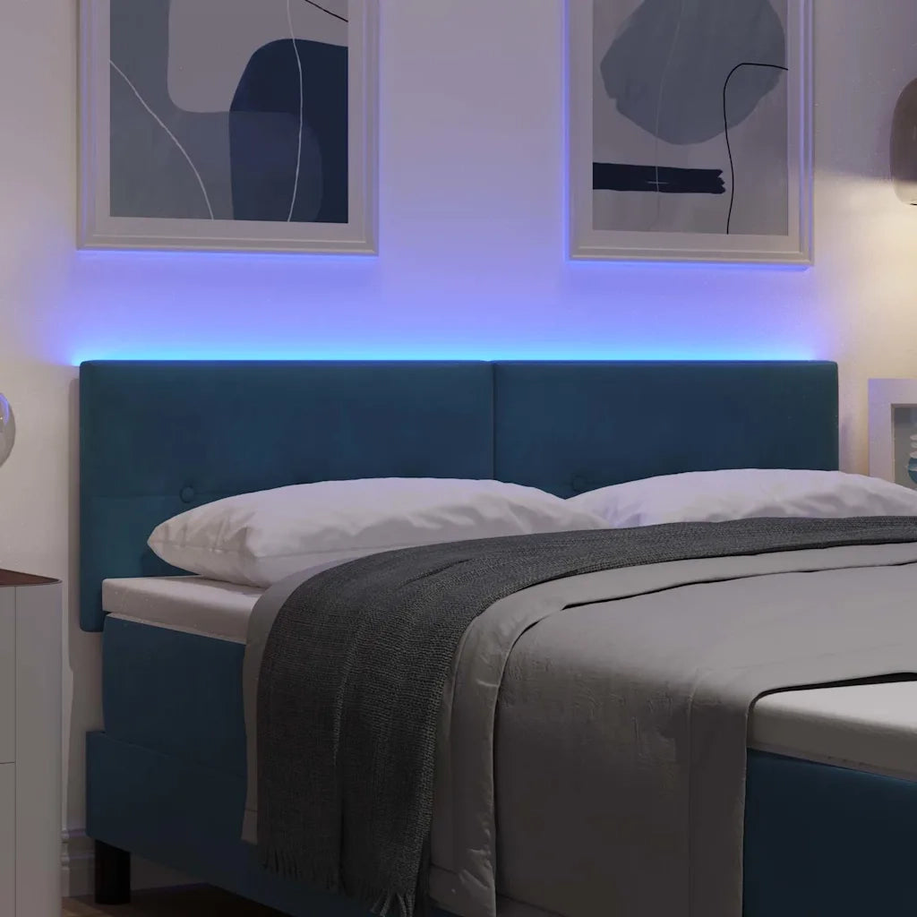 Testiera | Testata LED con strisce LED Blu 160 cm Velluto