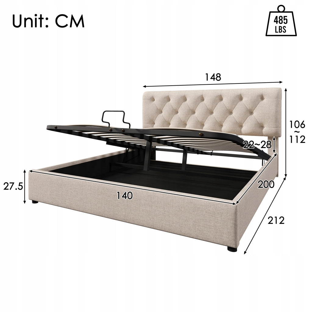 Letto imbottito regolabile - Xylo - 140x200 con testiera regolabile e telaio