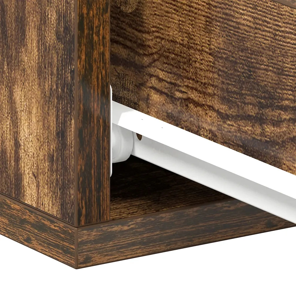 Set di 2 Comodini | Armadio da Notte | Mobiletto da notte Pensili Rovere Fumo 40x30x15 cm Legno Multistrato
