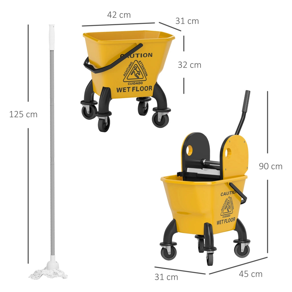 Secchio per Mop con Ruote e Strizzatore Staccabile 26 Litri ¨C Minimal ¨C Giallo