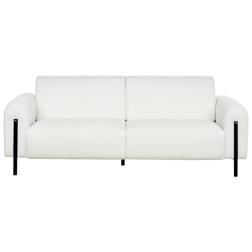 Divano 3 posti rivestito in tessuto bouclè bianco schienale regolabile stile moderno