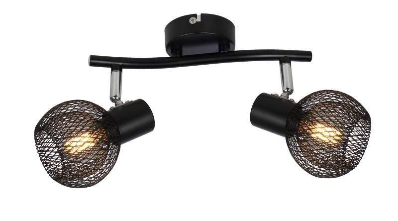 Plafoniera Reality Loretto nera doppia rete metallo 2xE14