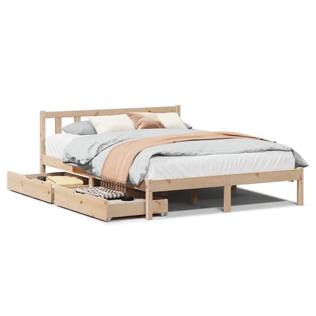 Letto senza Materasso-Struttura Letto 135x190 cm in Legno Massello di Pino 507548