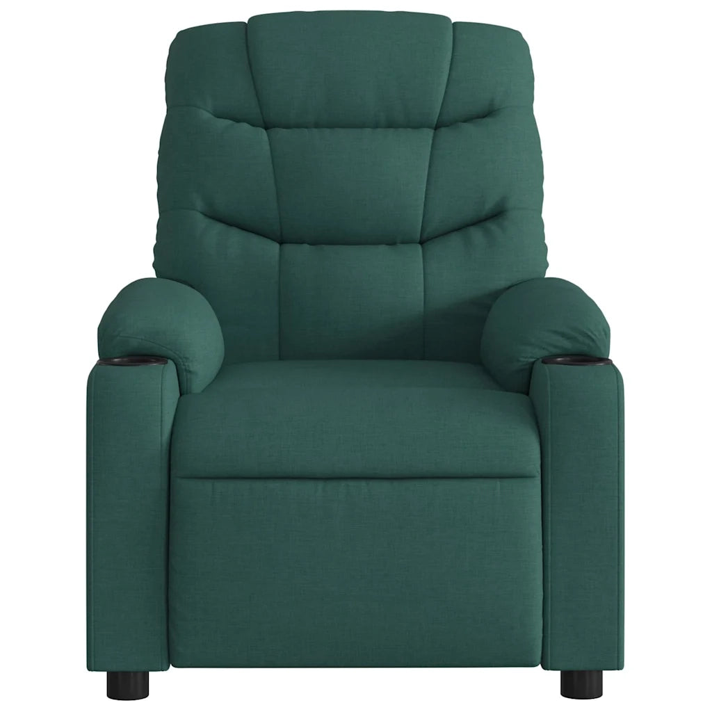 Poltrona Massaggiante | Sedia Relax Reclinabile Verde Scuro in Tessuto