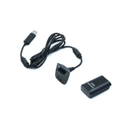 Trade Shop - Batteria E Cavo Di Ricarica Per Controller Xbox 360 Nero Kit 4800mha -