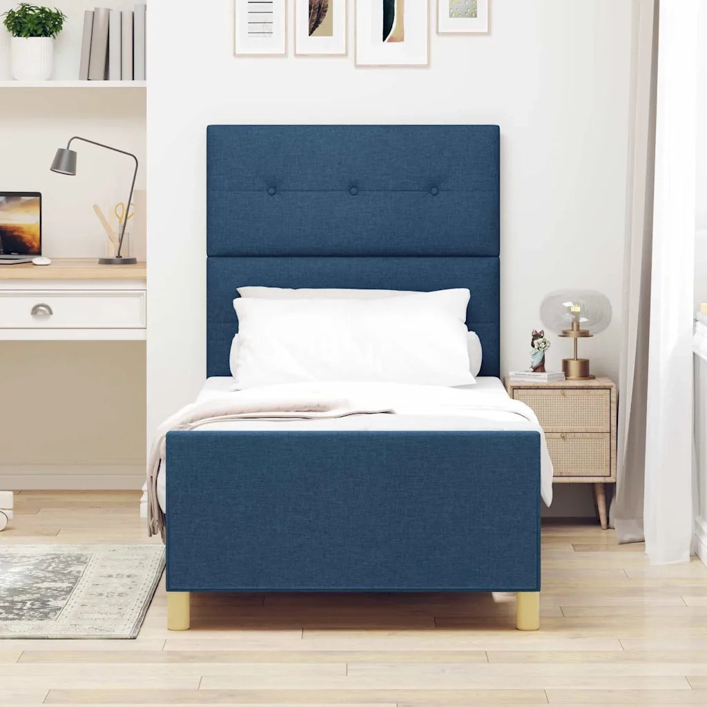 Struttura del letto con testiera Blu 90 x 190 cm Tessuto 3344696