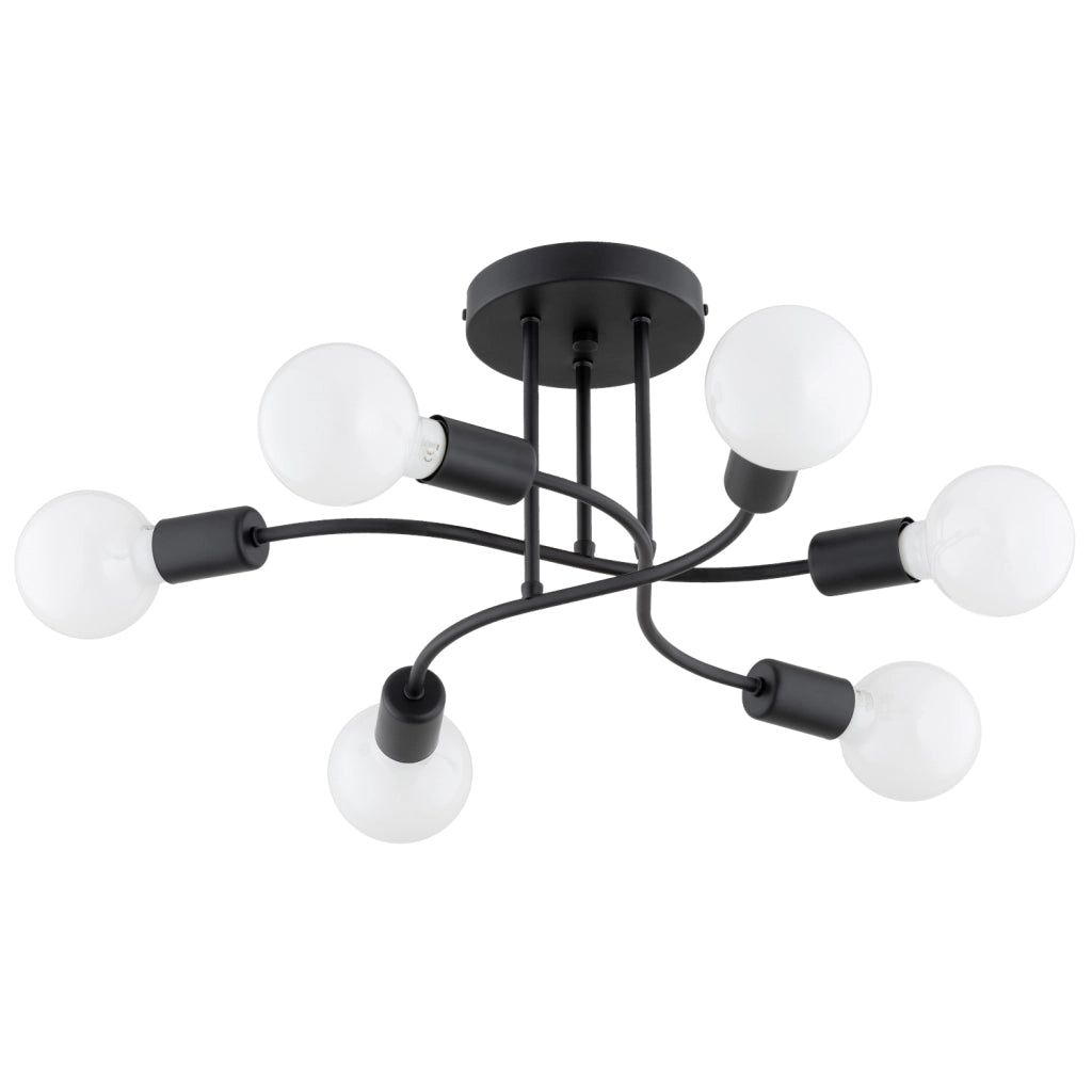 Plafoniera moderna nera a spirale SEJNO Alfa 6xE27 15W
