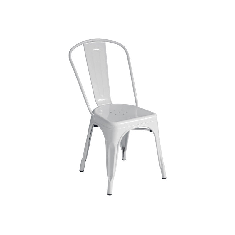 Set Di 4 Sedie Lamiera Impilabile Avorio Moia