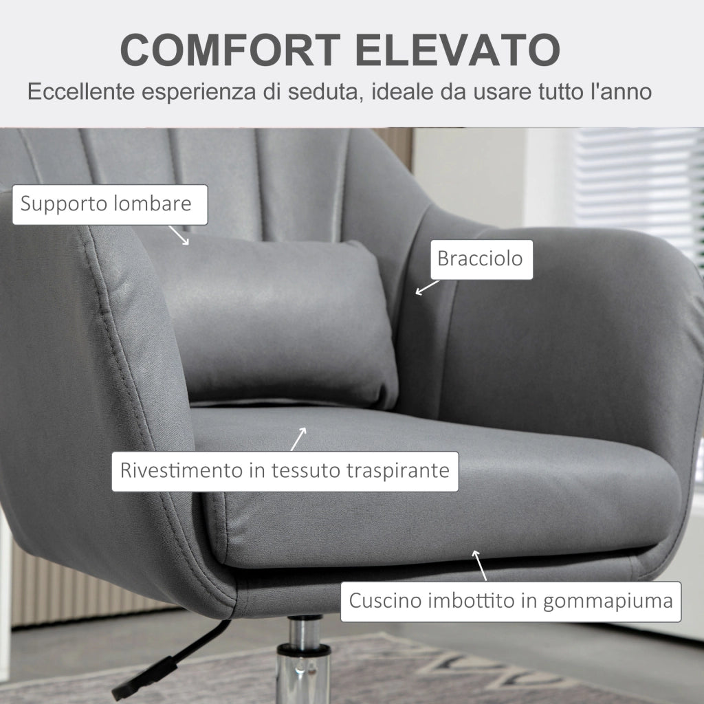 Sedia da ufficio girevole con schienale regolabile ¨C Minimal ¨C Grigio