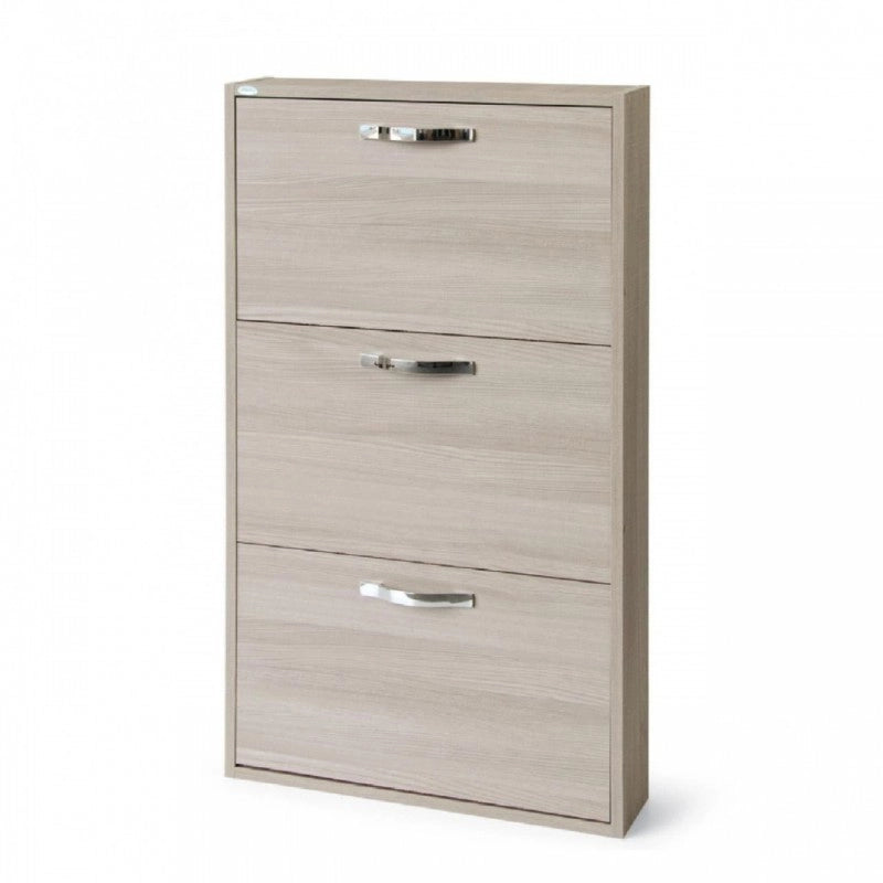 Scarpiera Slim in legno nobilitato 3 ribalte olmo cm 108x65x15