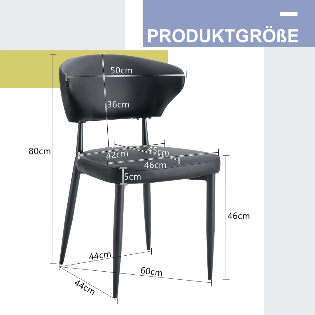 SEDIA DA PRANZO Set da 2 pezzi Nera in PU e Metallo