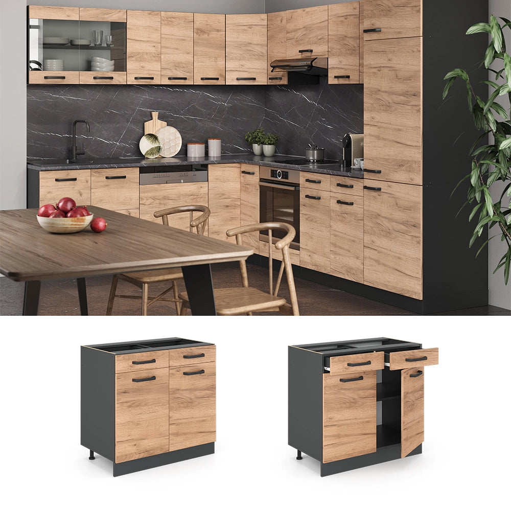 Vicco Mobiletto base per cucina Quercia dorata 80 cm , PL Rovere