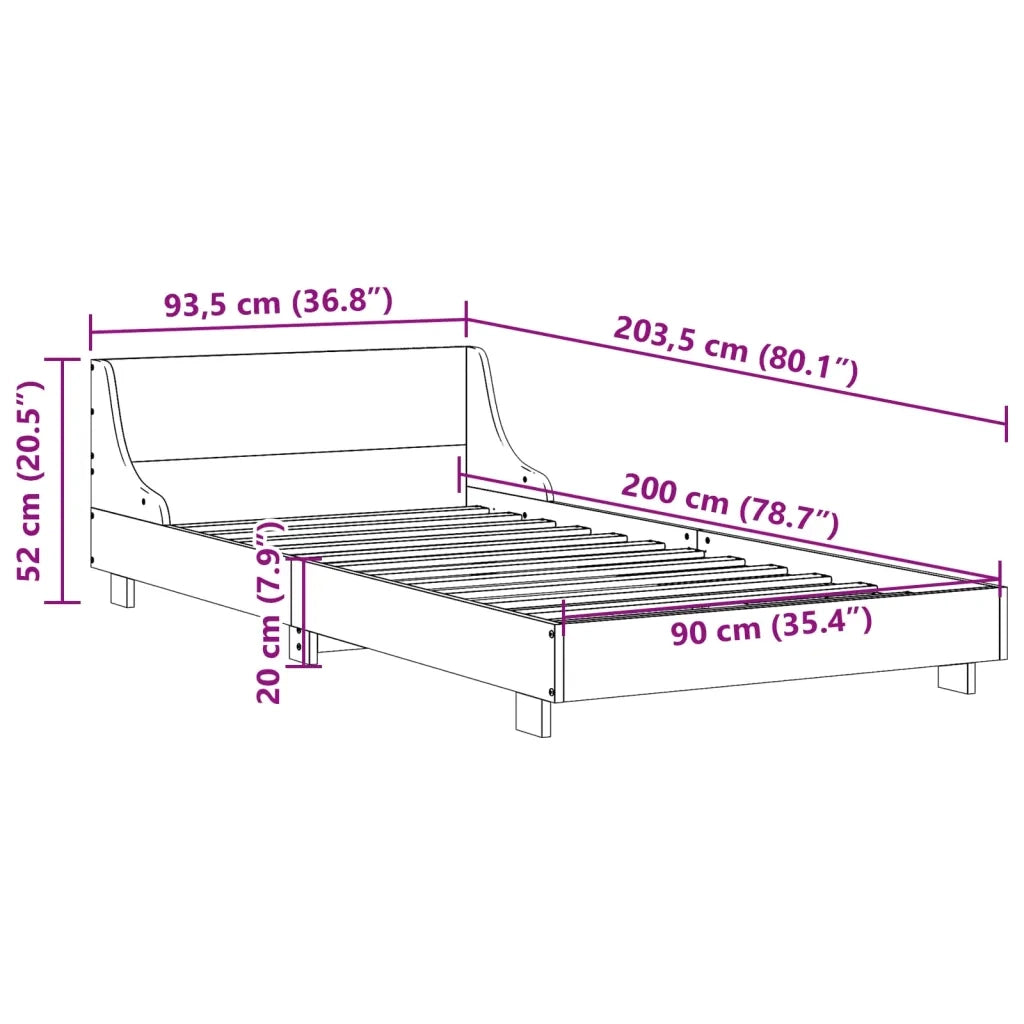 Letto senza Materasso-Struttura Letto Bianco 90x200 cm Legno Massello di Pino 447352