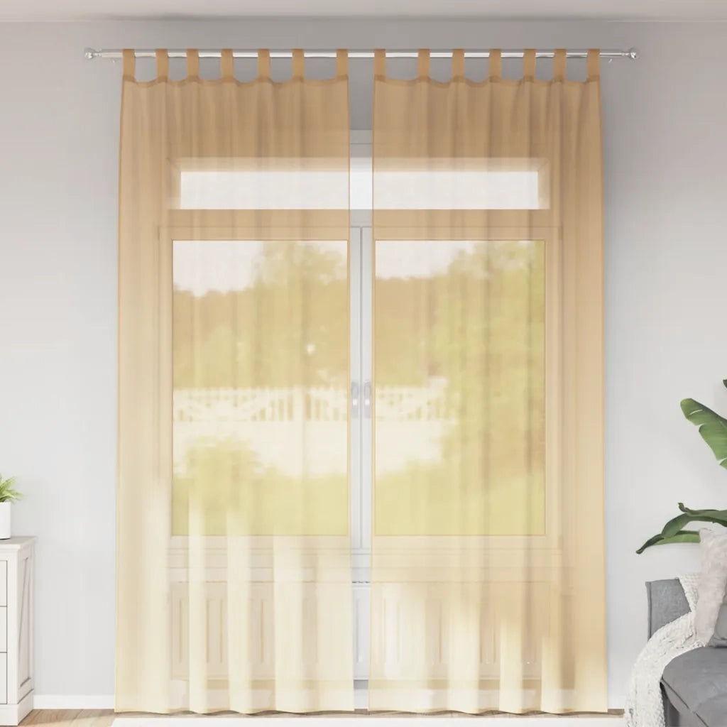Tende in Voile con Tasche per Aste 2 pz Sabbia