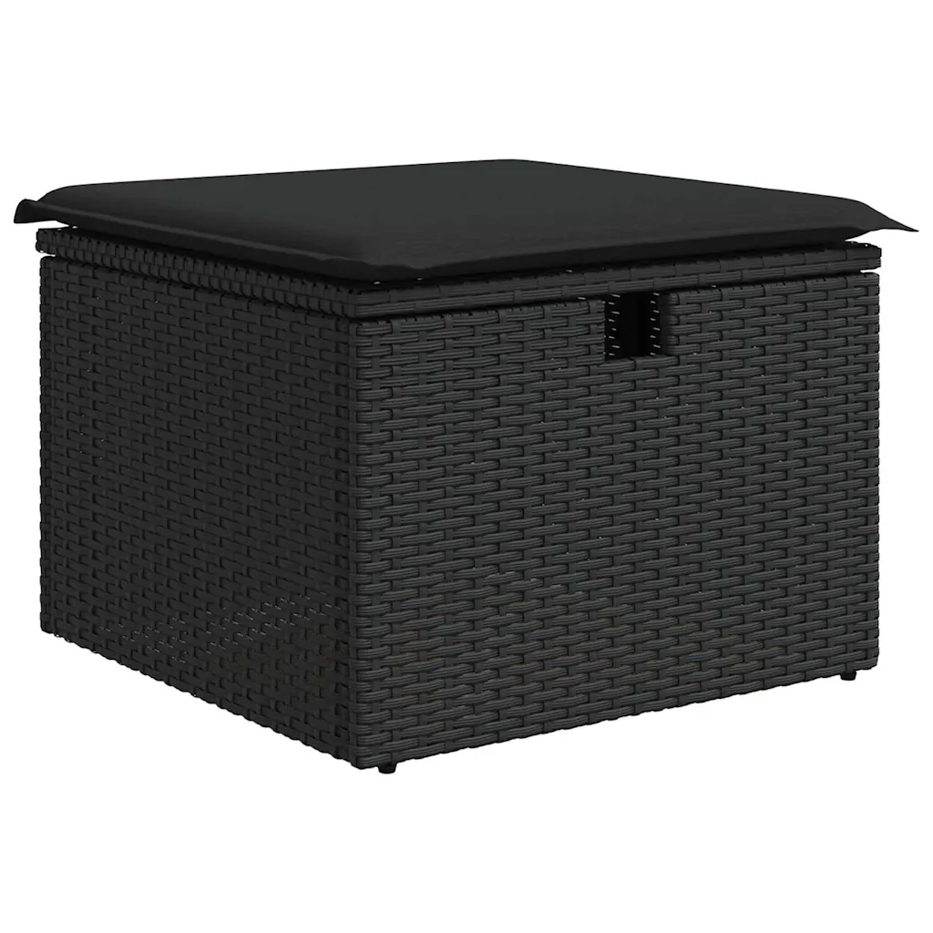 Set Divano da Giardino con cuscino 8 pcs Nero polyrattan