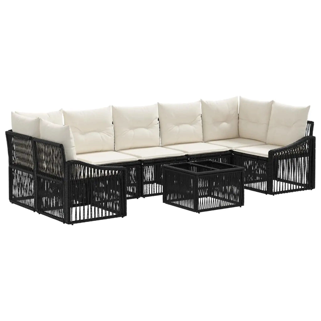 Set Divano da Giardino 8 pz Nero polyrattan 3435946