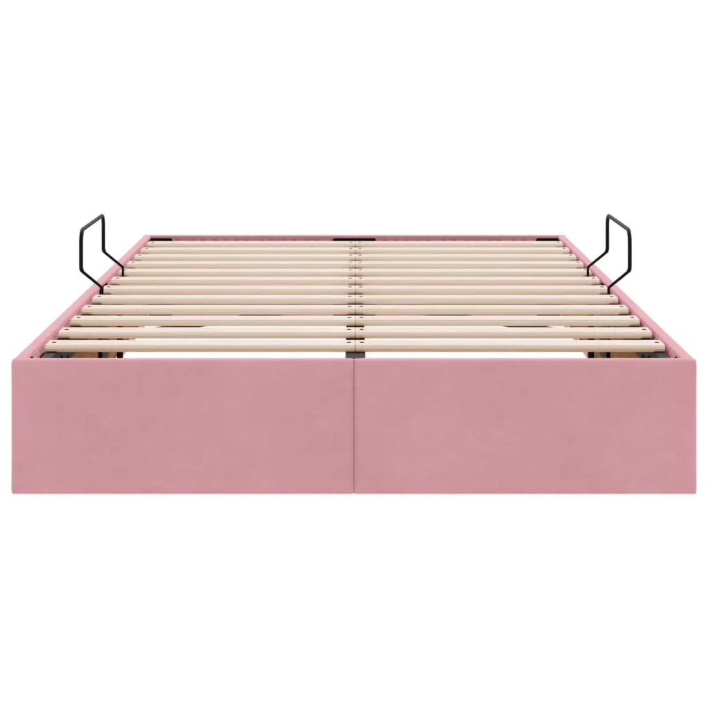 Letto ottomano con archiviazione Rosa 120 x 200 cm Velluto 3442873