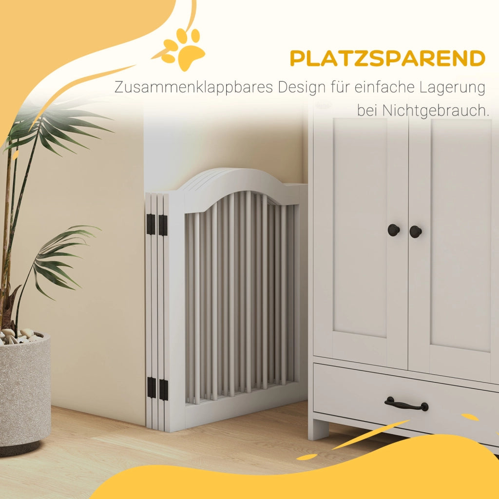 Cancello per cani pieghevole ¨C Minimal ¨C MDF/legno massello, 4 pannelli, bianco