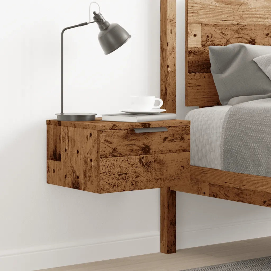 Comodino a Muro Legno Antico 34x30x20 cm 856979