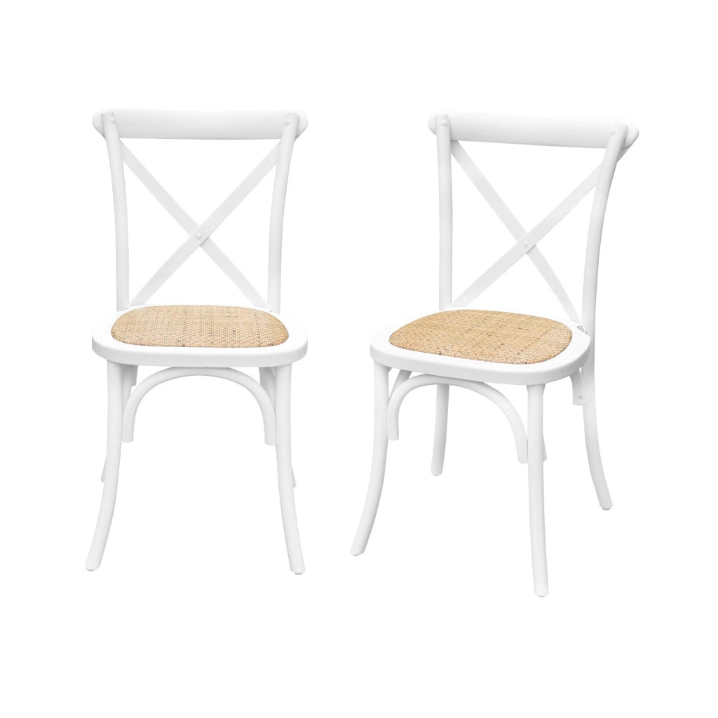 Set 2 sedie bistrò vintage in legno, bianco