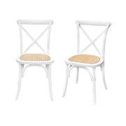 Set 2 sedie bistrò vintage in legno, bianco