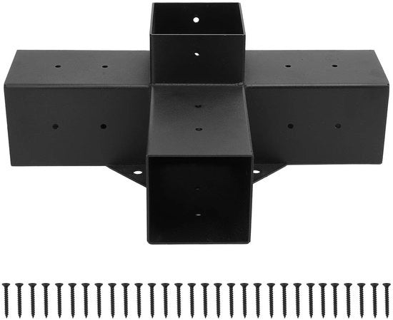 Set di pergola completo in ghisa - Sostegno di colonnina - Angolo di sostegno - Materiale in legno - Verniciato - Diametro interno 9,25 cm - Incluso 8 viti