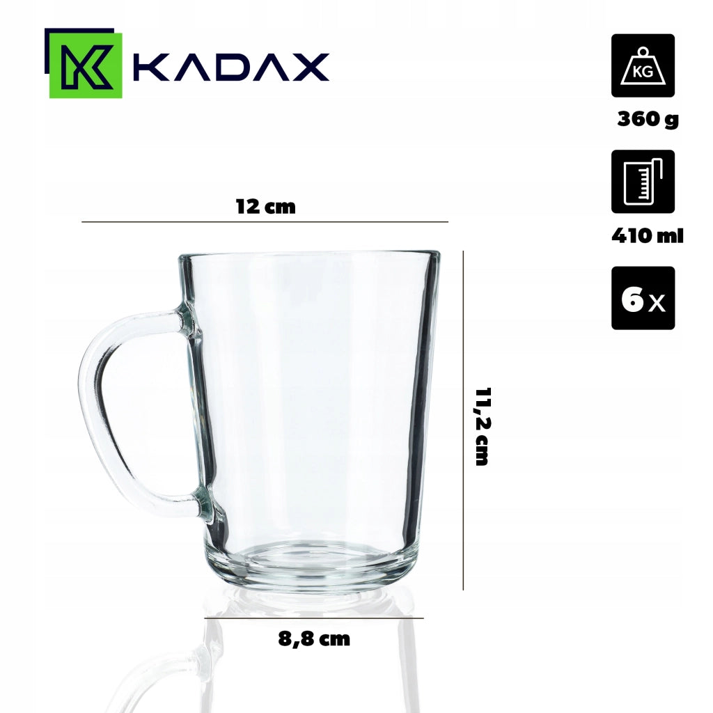 Set di 6 bicchieri da tè e caffè invernali KADAX da 410 ml con manici.
