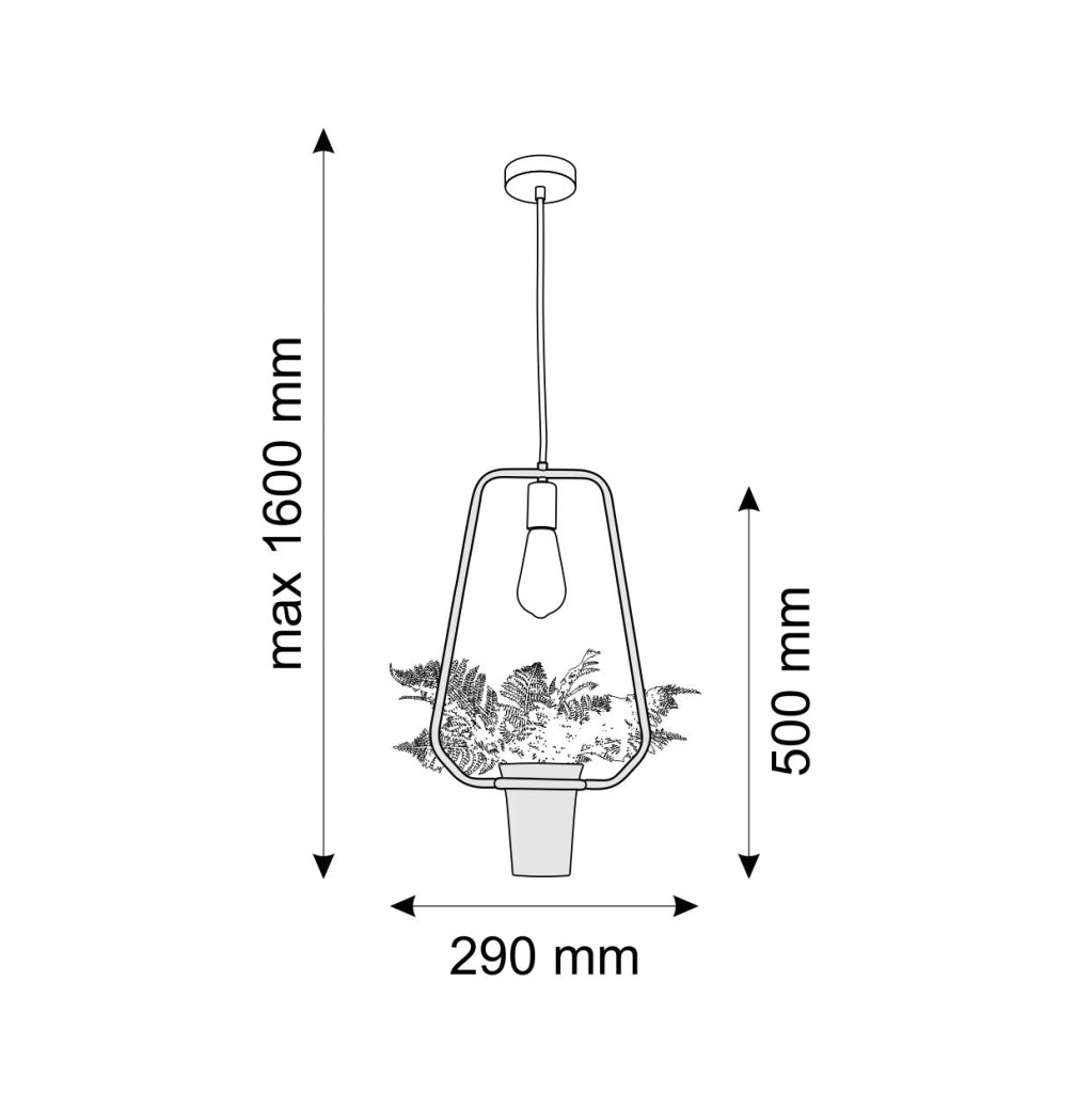 Lampada a sospensione trapezio nera E27 Soren Polux