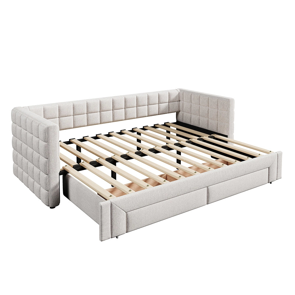 Divano letto - Xylo - 90x200 cm estendibile 2 cassetti beige