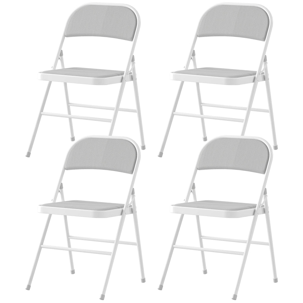 Set di 4 Sedie Pieghevoli da Pranzo ¨C Zephmum ¨C Struttura in Metallo Bianco 45x46x78 cm