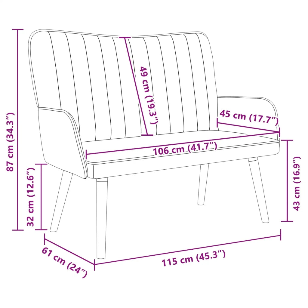 Divano | Divano da soggiorno | Sofa a Due Posti Nero 115 x 61 x 87 cm Velluto