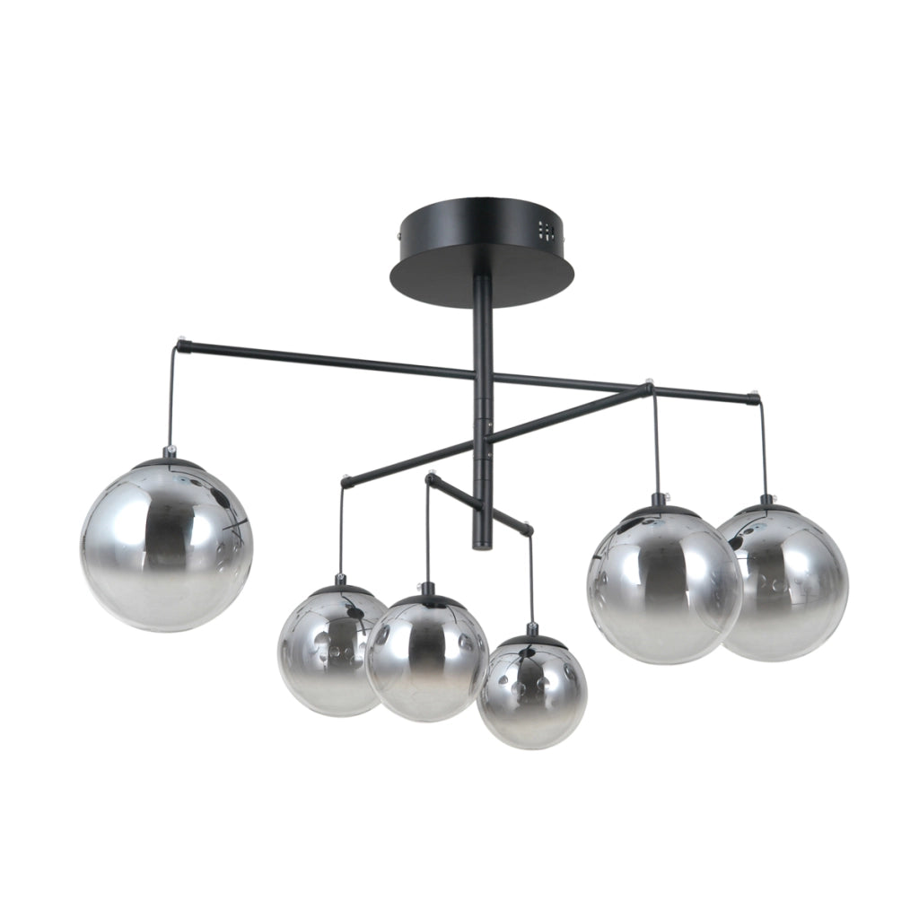 Lampada a sospensione LED nera vetro fumé Velada 30W
