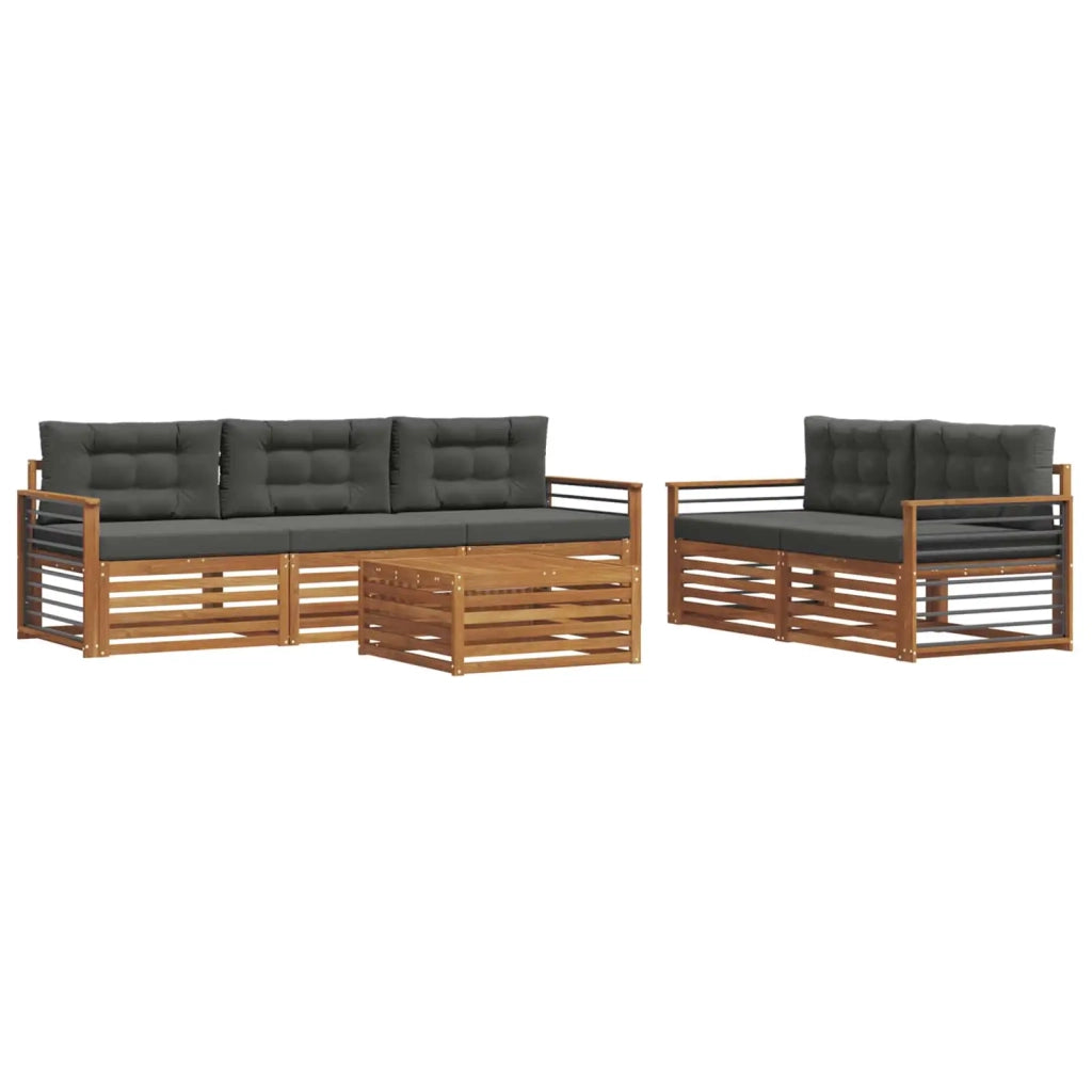 Set di divani da esterno con cuscino 6 pcs Naturale e Antracite 3373032
