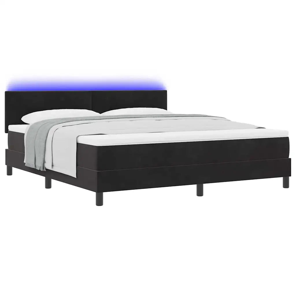 Letto a Sorgente LED con materasso Nero 180 x 200 cm Velluto