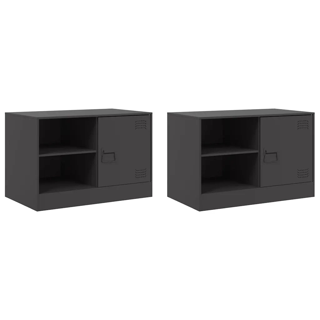 Mobili TV 2 pz Neri 67x39x44 cm in Acciaio 841692