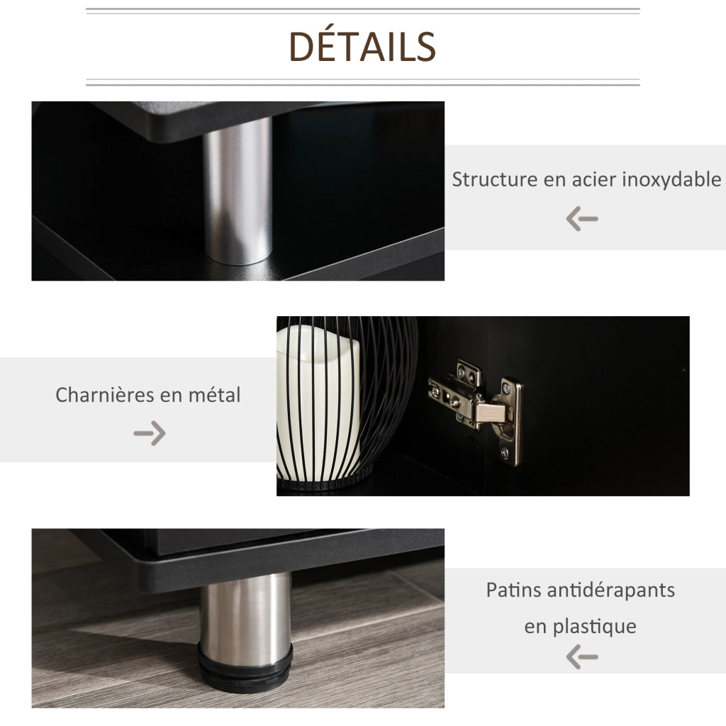 Mobile TV con ripiani e ante ¨C zephmum ¨C nero 120x40x52 cm