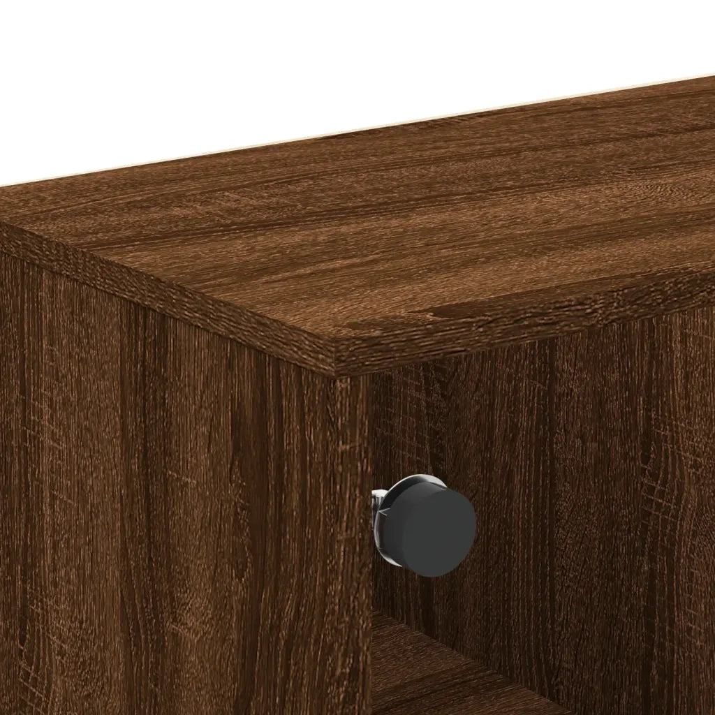 Tavolino Salotto con Ante in Vetro-Tavolino da soggiorno-Tavolo Rovere Marrone 68,5x50x50cm
