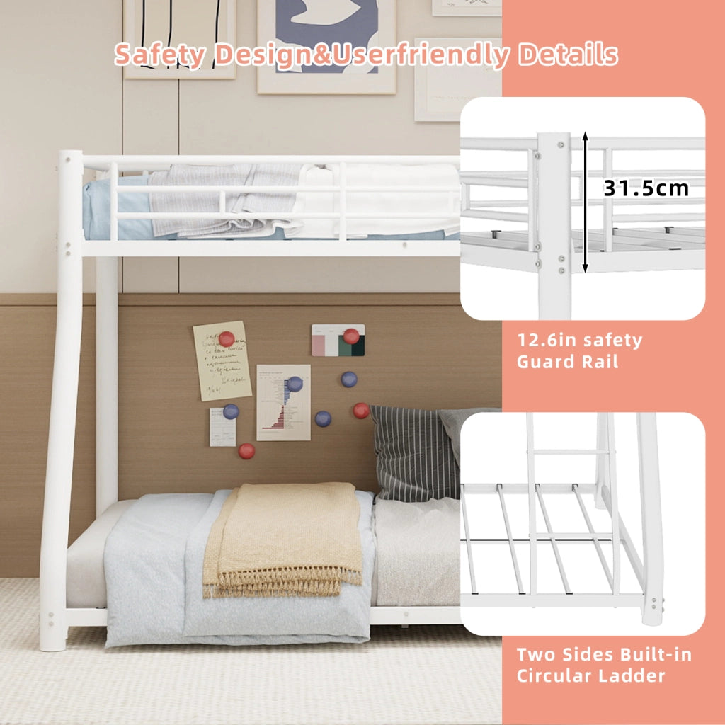 Letto a castello twin over full in ferro bianco 105x200 cm