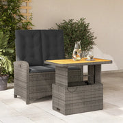Set da Pranzo da Giardino 2 pz con Cuscini in Polyrattan Grigio 3277346