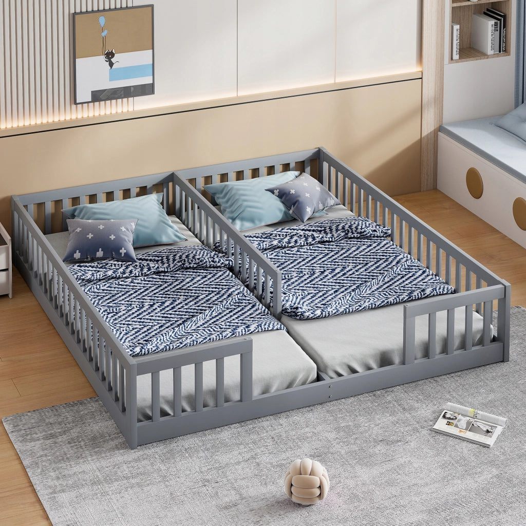 Letto a pannelli 90x200 - Xylo - Grigio con sponda