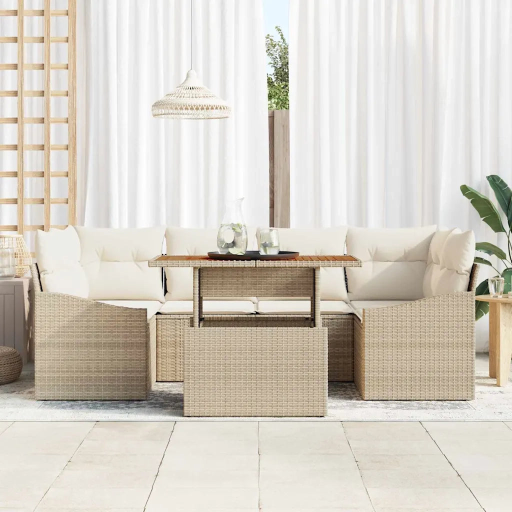 Set da Pranzo per Giardino con cuscino 7 pcs Beige e Crema 3349791