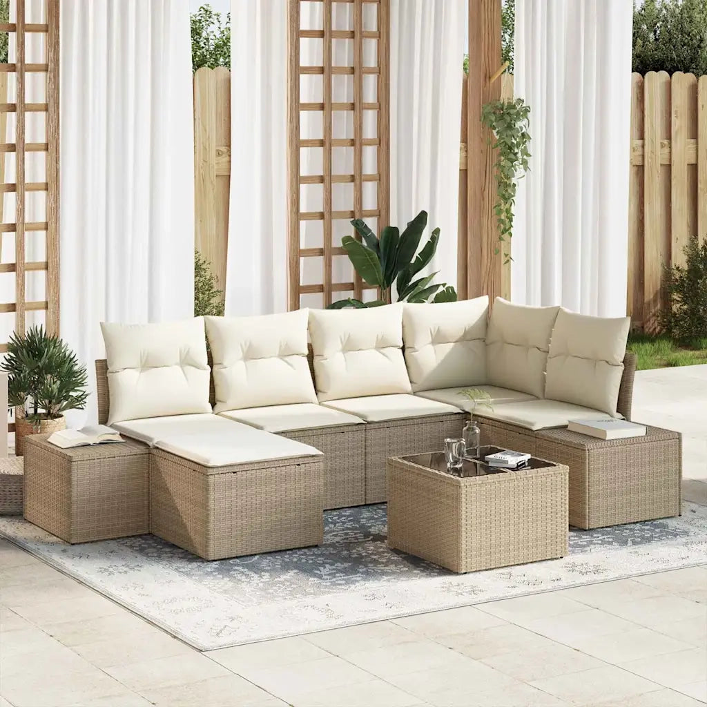 Set Divano da Giardino 6 pcs Beige e Crema polyrattan 3355810